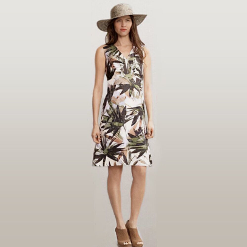 Banana Republic Linen Blend A-Line Tropical Print Dress, size 12